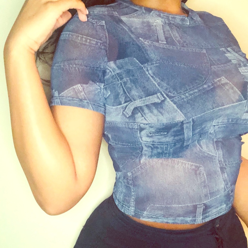 Blue Denim See through top
